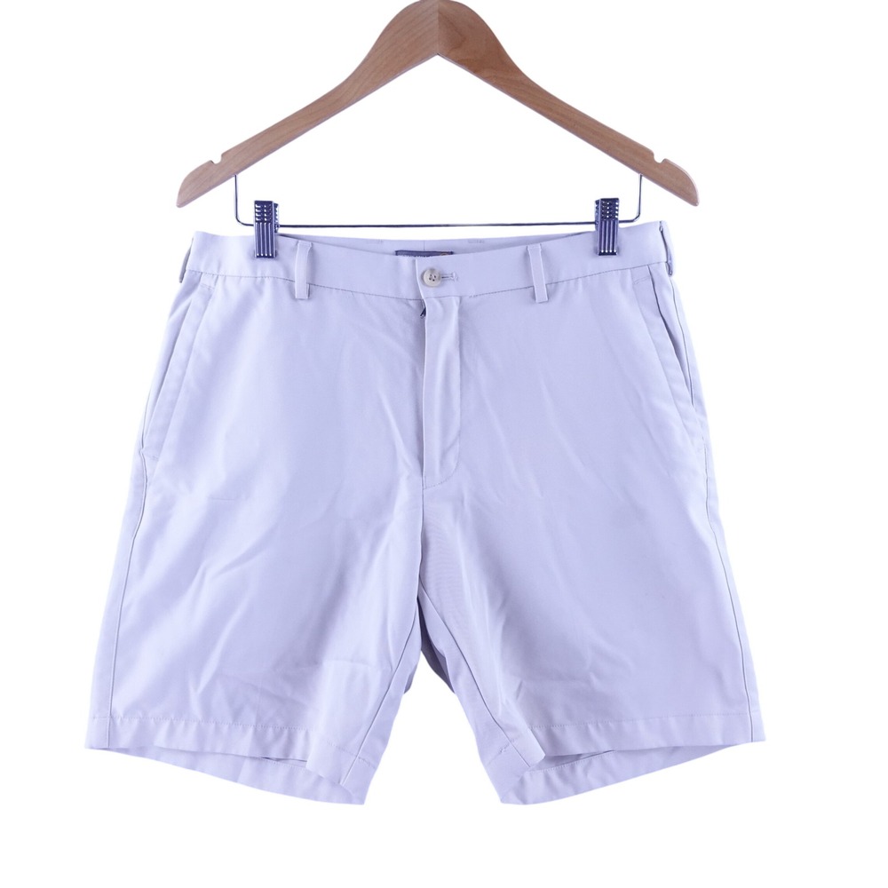 Peter Millar Mens 33 Crown Sport Khaki Performance Golf Shorts Stone Inseam 7'